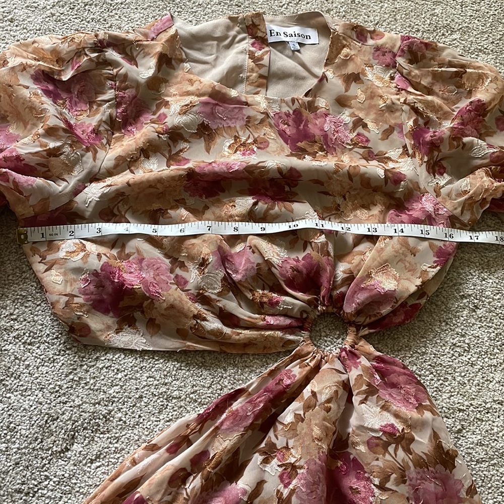 En Saison Lissandra Pink Multi Floral Cut-Out Detail Midi Dress, sz S - Picture 12 of 16